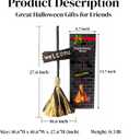 Halloween Witches Decor, Witches Broom Halloween Decor, Animated Floating Broomstick for Spooky Sounds, Haunted Party Decorations, Light-up Dancing Magic Witch Broom Porch Decor