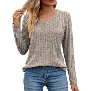 Long Sleeve Shirts for Women Casual Fall Tops Lightweight Tunic Sweaters Fashion Clothes Loose Fit 2025 Size M