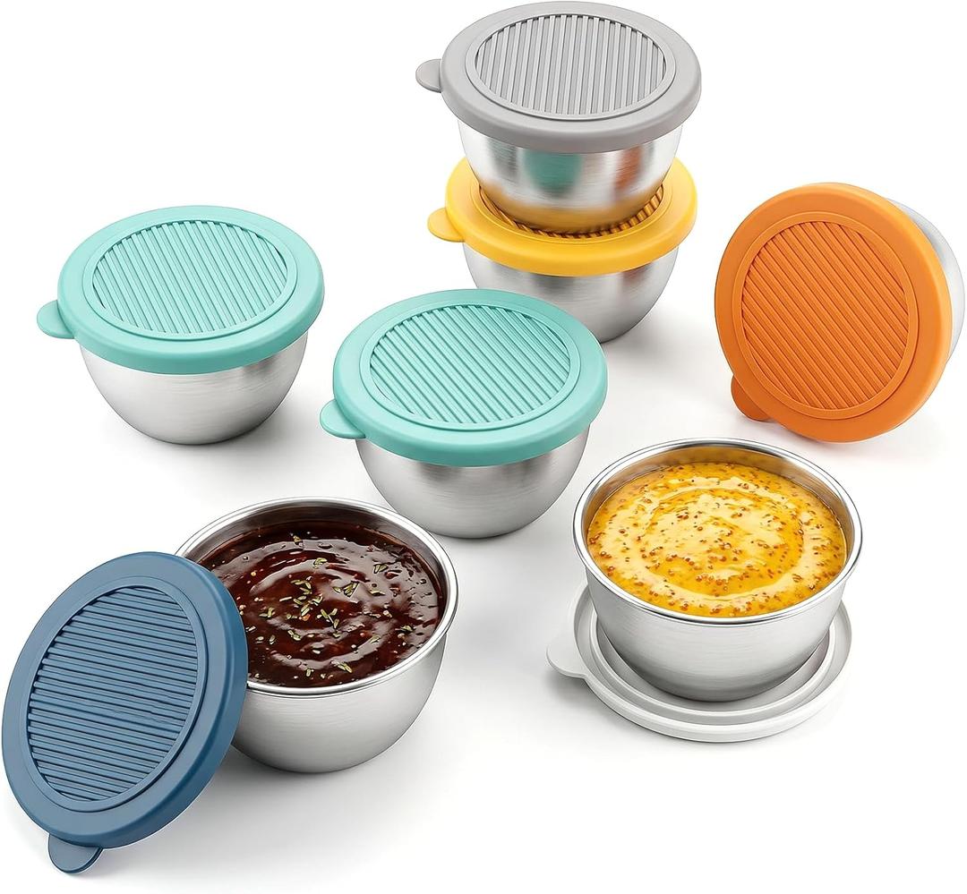 7 Pack Salad Dressing Container to Go, Leakproof Salad Dressing Container with Lids, Reusable Sauce Containers for Lunch Box, Small Condiment Containers with Lids