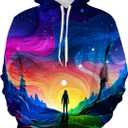 Unisex 3D Galaxy Hoodie Novelty Hooded Sweatshirt Colorful Graphic Long Sleeve Hoodies with Big Pockets (M)