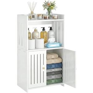 HAYOFAMY 3-Tier Bathroom Storage Cabinet, Small White Floor Cabinet Freestanding Organizer with Door for Living Room Hallway Small Space
