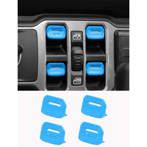 Savadicar Sky Blue Interior Accessories - Window Control Switch Trim Set for 2018-Present Jeep Wrangler JL JLU 4XE & Gladiator JT - Solid Color Interior Decor Upgrade Option, 4-Piece