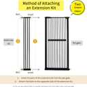 Lumizone 55.12" Extra Tall Pet Gate Extension Kit 8.27" Wide Black, Size: 8.27" W, Extension