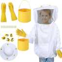 Jiuguva 13 Pcs Beekeeper Set Includes 1 Beekeeper Jacket 5 Pcs Wool Felt Bees 5 Pcs Round Double Sided Tape 1 Beekeeping Gloves 1 Felt Bucket for Children Beekeeping Supplies Halloween (Medium)