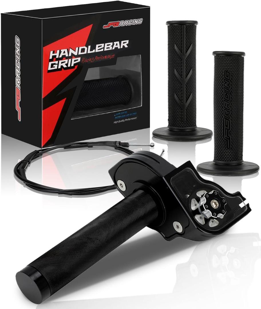 JFG RACING Dirt Bike Visual Throttle Tube Assembly + Cable + Grips 22mm 7/8'' Universal Twist Throttle for Most Motorcycle Pit Bike Mini Bike ATV Scooter, BLACK