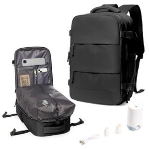 SEAFEW Large Airback Backpack with Vacuum Seal Compression, Vacuum Travel Flight Backpacks with pump, Waterproof Work Backpack Compression bags Casual Daypack with USB Charging Port, Black