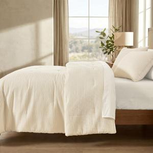 Wonderful Cotton Waffle Weave Comforter Set King Size, 3 Piece Cream Textured 3D Waffle Lightweight Comforter Set, Soft & Breathable, Pet-Friendly All-Season Bedding for Hot Sleepers