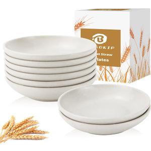 4 Inch Appetizer Plates 8 Pieces, Lightweight and Unbreakable Wheat Straw Plates, Small Sauce Plate, Mini Serving Bowls for Side Dishes, Condiment, Appetizer (White)