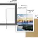Lake Landscape Framed Wall Art: Modern Wilderness Boat Tree Scenery Foggy Mountain Picture Natural Sunset Sunrise Artwork Print Painting for Bedroom Living Room Bathroom Office, 12"L x 12"W