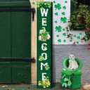 WovWeave St. Patrick's Day Porch Sign Green Wooden Welcome Porch Decor Shamrocks Door Sign 47 Inch Welcome Hanging Decor St. Patrick Decoration Outdoor Indoor for Party Front Door Wall Home(Gnome)