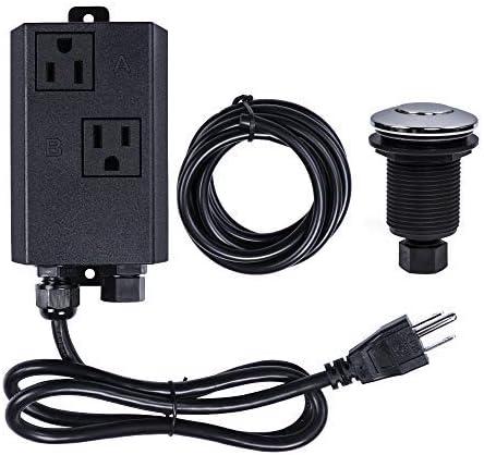 Garbage Disposal Air Switch Kit Dual Outlet Sink Top Waste Disposal Stainless Steel On/Off Air Button Food and Waste Disposals Part by Etoolcity