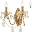 Crystal Wall Sconce, Gold Wall Sconces, Gold Sconces Wall Set of 2, for Living Room, Bedroom, Bathroom,Vanity