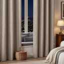 Linen Blackout Curtains 84 Inch Length 2 Panels Set,100% Black Out Curtains for Bedroom Living Room, Thermal Insulated Darkening Drapes Privacy Grommet Window Home Deco (52x84 Inch, Linen)