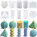 10 Pcs Geometric Candle Mold, Unique Candle Molds for Candle Making, Epoxy Mold for DIY Desk Decor, Home Table Romantic Decoration(White)