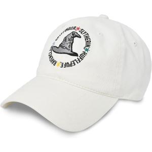 Concept One unisex adult Warner Bros Harry Potter Sorting Hat and House Names Cotton Adjustable Hat Baseball Cap, Ivory, One Size US