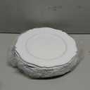 Foraineam 12 Pack White Charger Plates with Beaded Rim, 13 Inch Round Plastic Dinner Chargers, Scalloped Serving Plates for Table Settings Wedding Party Catering Event Decoration