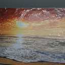 Muolunna S04650 Canvas Prints Wall Art Sunset Ocean Beach Pictures Photo Paintings for Living Room Bedroom Home Decorations Stretched and Framed Ready to Hang Seascape Waves Artwork 20x40inch