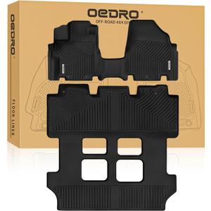 OEDRO Upgraded Floor Mats Fit for Honda Odyssey 2011-2017, All Weather TPE 3 Row Car Floor Liners, Car Mats Tailored Fit Odyssey Accessories, High-Walled Design, 1st and 2nd 3rd Row Full Set