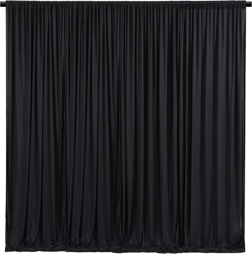 Wish Care Black Backdrop Curtain 4 Panels - Wrinkle-Free Polyester Photography Drapes for Wedding & Party - 16 X 10FT
