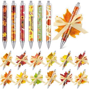 96 Pcs Thanksgiving Sticky Notes and Pens Set, 48 Thanksgiving Notepads 48 Fall Ballpoint Pens - Maple Leaf Note Pads Fall Autumn Party Favor for Coworker Gift School Classroom Office Supplies