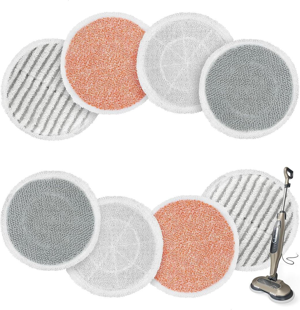 Upgraded 8 Pack Replacement Steam Mop Pads Kit Compatible with Shark S8201 S8001 S7001 S7201 S7000AMZ S7000 S7005 S7020 S7001C Series Steam & Scrub All-in-One Hard Floor Steam Mop