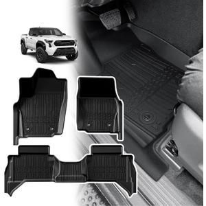 TripleAliners Truck Mat Compatible with 2024-2026 Tacoma Double Cab Auto Trans Accessories, Floor Mats Heavy Duty Custom Fit All Weather Protection TPE Pickup Liner, Not for Hybrid/Manual