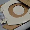 Bemis 500EC Durable Wood Toilet Seat with Easy Clean Hinges, Made in USA, Round, Almond