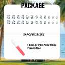 3 x IMSOHOT Press on Nails Short Square Fake Nails White Glossy Full Cover Glue on Nails Green Leaf False Nails for Women Girls Squoval Spring Summer Nail Kit