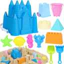 Beach Toys Sand Toys for Kids, Sand Castle Toys with Castle Bucket, Sand Molds, Shovel and Rake, Sandbox Toy for Toddlers 1-3 4 5 6 7 8 9 10 12, Beach Summer Accessories for Kids