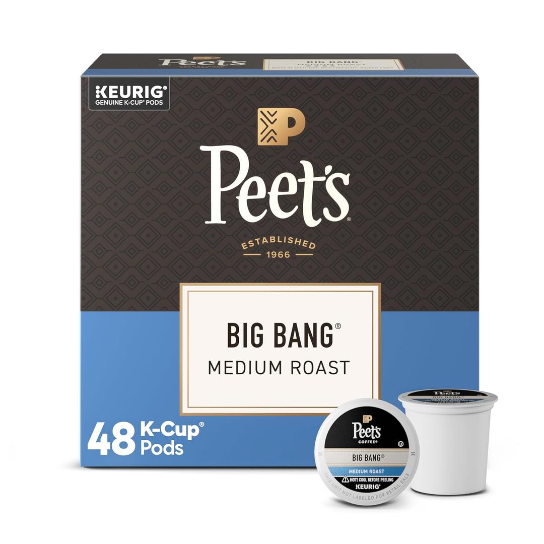 Peet's Coffee, Medium Roast Keurig K-Cup Pods, 100% Arabica Coffee - Big Bang 48 Count (1 Box of 48 Pods) (EXP 08/25/27)