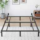 Queen Metal Bed Frame, 7 Inch Low Heavy Duty Platform Bed Frames Queen Size for Box Spring and Mattress, Easy Assembly, Noise-Free, Adjustable, Black