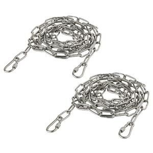 1/8" Stainless Steel Link Chain, 304 Stainless Steel Link Heavy Duty Coil Chain with Carabiners, 2PCs Hanging Safety Chains for Swing Plants Anti-Theft Pet Dog Anchor Fence Towing Chain Link (3MM)