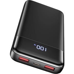 Portable Charger, 10000mAh Slim Power Bank Portable Phone Charger 22.5W PD QC Fast Charging with 3 Outputs 2 Inputs Battery Pack Compatible with iPhones Samsung Google Pixel LG Moto More Devices,Black