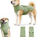 Dog Anxiety Calming Vest Adjustable Turtleneck Thunder Shirt Jacket for Fireworks, Separation, Vet Visits, Pet Hoodie for Small Dogs (Army Green) XS 