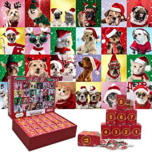 Christmas Puzzle Advent Calendar 2025,Cat Puzzles for Adult Kids senior 1008 Piece,Jigsaw Dog Puzzle 1000 Pieces Christmas Countdown Calendar 2025 for Family Entertainment Decoration Gifts (Animal)