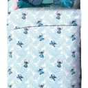 Jay Franco Kids Sheet Set with Fitted, Flat Sheets & Pillow Cover - Ultra-Soft Bedding with Pillowcase for Room Decor, Teal - Lilo & Stitch, 3 Piece Twin