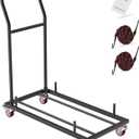 VEVOR Folding Chair Cart, Iron Commercial Trolley with 12 Chairs Capacity, Foldable Chairs Rack Dolly with 4 Casters, Storage Transport Cart for Flat Stacking Plastic Resin and Wood Chairs, Black