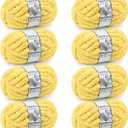 Chunky Yarn for Hand Knitting - #10 Chunky Chenille Yarn, Jumbo Big Thick Chunky Yarns for Crocheting, Super Bulky Chunky Knit Blanket Yarns, 8 Skein (25 yds 8 oz Each Skein), Yellow