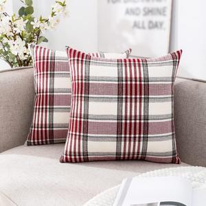 CARRIE HOME Red Tartan Christmas Plaid Pillow Covers 20x20 Set of 2 Farmhouse Buffalo Plaid Red Striped Throw Pillow Cover for Living Room Couch Sofa