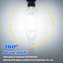 MAXvolador E12 LED Candelabra Bulb 40W Equivalent, 500LM Chandelier Light Bulb, Daylight White 5000K, B11 Filament Clear Glass Candle Base Light Non-Dimmable, 12 Pack