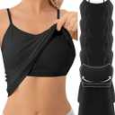 5 Pack Camisole with Shelf Bra Cotton Spaghetti Strap Tank Top (Black, L)