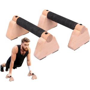 Portable Calisthenics Equipment Parallettes Bars Wooden Push Up Bars with Non-Slip Base, 7.8 Inch Handstand Training Blocks & Push Up Handles, for Home Workout Strength Training