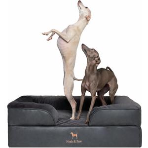 NOAH & PAW Large Dog Bed, 35x25x11 Inch, Orthopedic Dog Beds, Eggshell Memory Foam Infused with Cooling Gel, Inner Cover, Waterproof, Machine Washable (Faux Leather Sofa Collection)