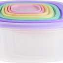 Plastic Multicolor Salad Bowl Set,Microwave and Dishwasher Safe,Ideal for Baking, Prepping, Cooking and Serving Food (Set of 7) (Purple-Square)