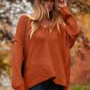 ANRABESS Women's Oversized Casual Loose Slouchy Scoop V Neck Batwing Long Sleeve Knit 2025 Fall Pullover Sweaters (S)