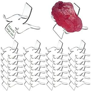 24 Packs Clear Triangle Display Stand, Acrylic Display Easel Stands Pedestal, Small Collectibles Display Stands for Geodes Rock Mineral Agate Fossil Coral, Home, Office Art Class, Museum (Large)