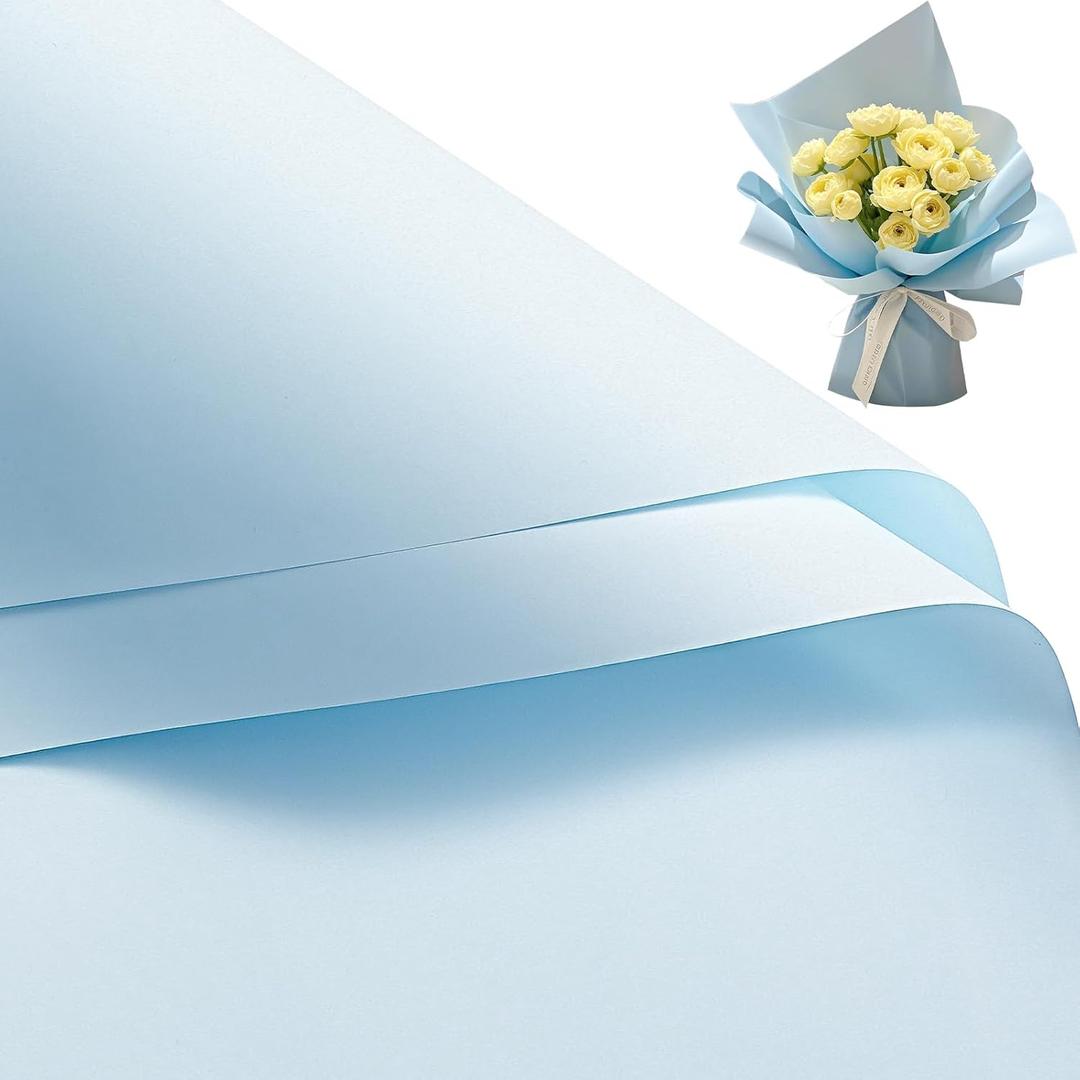 RUSPEPA 20 Sheets Flower Wrapping Paper, Waterproof Floral Bouquet Wrapping Paper, Florist Supplies Packaging for Birthday, Party, Wedding and DIY Crafts - Blue