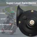 Super Loud Train Horns 12-volt electric snail waterproof high-pitch dual horns, suitable for car, truck,loud motorcycle horn bicycle and boat accessory (black)