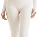 SUUKSESS Women 2 Piece Seamless Ribbed Workout Sets With Zip Up Jacket High Waisted Gym Yoga Leggings (Large, Beige)