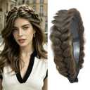 Wide Braided Headband Hoop Fashion Hair Accessories Elastic Non-slip Band for Women and Girl (Chocolate Brown)